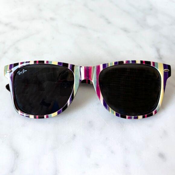Ray-Ban RB2140 Original Wayfarer Striped Multicolor Sunglasses Scratched Lens main image 6